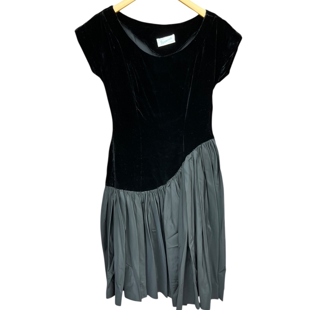 Vintage 1930s1940s Paramount Chicago Black Dress Satin Bodice Asymmetrical